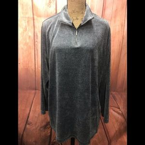 Liz Claiborne size 3x gray velvety quarter zip top